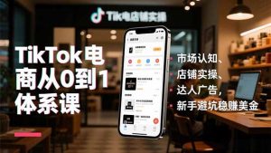 TikTok电商从0到1体系课,市场认知、店铺实操、达人广告,新手避坑稳赚美金-圆梦资源站