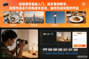 拍摄课零基础入门，超多案例教学，视频作品走不同角度来呈现，最终形成完整的作品-圆梦资源站