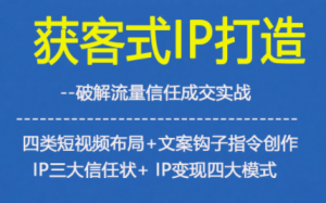 获客型IP打造,破解流量信任成,四类短视频布局+文案钩子指令创作IP三大信任状+IP变现四大模式-圆梦资源站