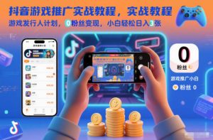 抖音游戏推广实战教程,游戏发行人计划,0粉丝变现,小白轻松日入3张-圆梦资源站