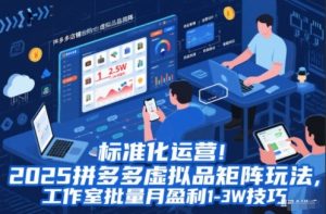 标准化运营!2025拼多多虚拟品矩阵玩法,工作室批量月盈利1-3W技巧【揭秘】-圆梦资源站