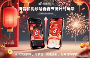 抖音和视频号,春节倒计时玩法,操作方法简单,可实现快速涨粉,后期可转带货-圆梦资源站