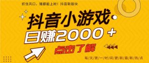 2025年爆火的抖音小游戏项目,一部手机日入2000+-圆梦资源站