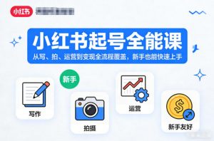 小红书起号全能课,从写、拍、运营到变现全流程覆盖,新手也能快速上手-圆梦资源站
