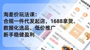 淘差价玩法课:合规一件代发起店,1688拿货、数据化选品、低价推广,新手稳健盈利(更新12月-圆梦资源站
