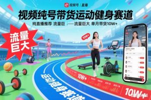 视频号带货运动健身赛道,纯直播推荐,流量巨大,单月带货10W+-圆梦资源站