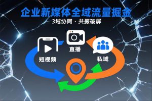 短视频全域商业模式，企业新媒体全域流量掘金，3域协同，共振破屏，短视频-直播-私域-地域-圆梦资源站