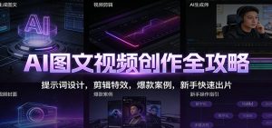 AI图文视频创作全攻略：提示词设计，剪辑特效，爆款案例，新手快速出片-圆梦资源站