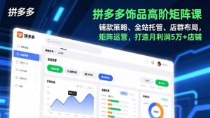 拼多多饰品高阶矩阵课,铺款策略、全站托管、店群布局,矩阵运营,打造月利润5万+店铺-圆梦资源站