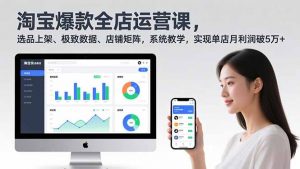 淘宝爆款全店运营课2.0，选品上架、极致数据、店铺矩阵，系统教学，实现单店月利润破5万+-圆梦资源站