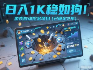 日入1K稳如狗！游戏自动挖金项目(已稳定2年)，永不失业的副业之选【揭秘】-圆梦资源站