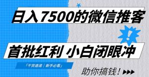 日入7500的微信推客，首批红利，自用省钱、分享赚钱，0门槛小白闭眼冲！-圆梦资源站