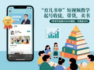 育儿书单短视频教学，起号收徒，带货，卖书(带货作品破2000W播放，月佣金2W)-圆梦资源站