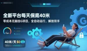 全新平台每天保底40米，零成本无脑挂G项目，全自动运行，解放双手【揭秘】-圆梦资源站