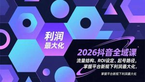 2026抖音全域课,流量结构、ROI设定、起号路径,掌握平台新规下利润最大化-圆梦资源站