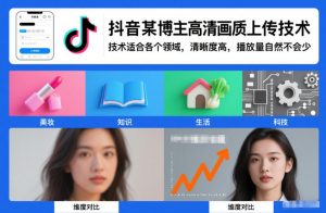 抖音某博主视频高清画质上传技术，技术适合各个领域，清晰度高，播放量自然不会少-圆梦资源站