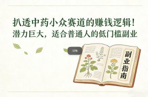 扒透中药小众赛道的賺米逻辑,潜力巨大,适合普通人的低门槛副业-圆梦资源站