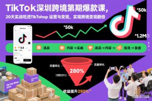 TikTok深圳跨境第2期爆款课,20天实战吃透TikTok Shop运营与变现,实现跨境变现翻倍-圆梦资源站