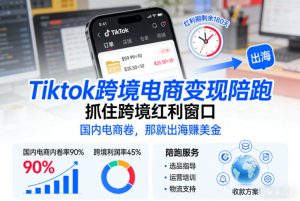 Tiktok跨境电商变现陪跑，抓住跨境红利窗口，国内电商卷，那就出海賺美金-圆梦资源站