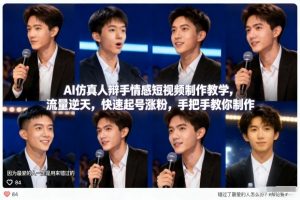 AI仿真人辩手情感短视频制作教学，流量逆天，快速起号涨粉，手把手教你制作-圆梦资源站