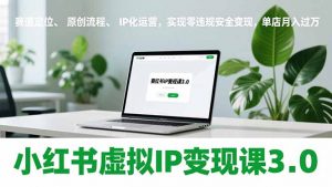 小红书虚拟IP变现课3.0，赛道定位、原创流程、IP化运营，实现零违规安全变现，单店月入过万-圆梦资源站