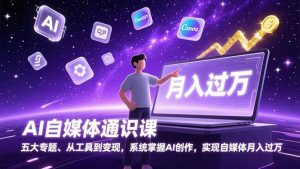 AI自媒体通识课，五大专题、从工具到变现，系统掌握AI创作，实现自媒体月入过万-圆梦资源站