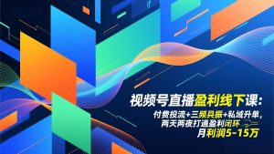 视频号直播盈利线下课：付费投流+三频共振+私域升单，两天两夜打通盈利闭环，月利润5-15万-圆梦资源站