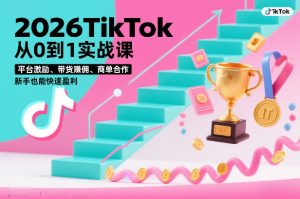 2026TikTok从0到1实战课，平台激励、带货賺佣、商单合作，新手也能快速盈利(3天直播课)-圆梦资源站