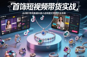首饰短视频带货实战，从0到1带你跑通抖音小店和图文带货的全流程-圆梦资源站
