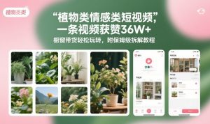 植物类情感类短视频，一条视频获赞36W+，橱窗带货轻松玩转，附保姆级拆解教程-圆梦资源站