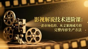 影视解说技术进阶课:一套市场化的、从文案到成片的完整内容生产方法-圆梦资源站