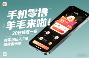 手机零撸薅羊毛来啦！20秒搞定一单，纯零撸日入2张，做就有米拿【揭秘】-圆梦资源站