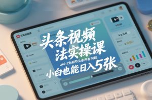头条视频玩法实操课，从0-1全细节头条所有问题，小白也能日入5张-圆梦资源站