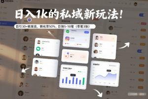 日入1k的私域新玩法:日引30+精准流,转化率50%,日销5-10笔(单笔3张)-圆梦资源站
