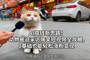 AI搞钱新思路!动物被迫采访搞笑短视频全攻略,0基础也能轻松涨粉变现-圆梦资源站