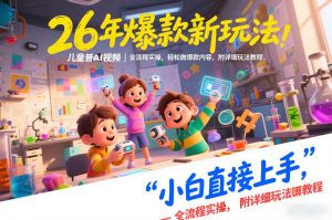 26年爆款新玩法,儿童科普AI视频,全流程实操,轻松做爆款内容,小白直接上手,附详细玩法教程-圆梦资源站