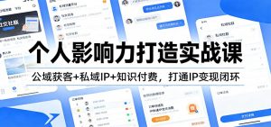 个人影响力打造实战课:公域获客+私域IP+知识付费,打通IP变现闭环-圆梦资源站