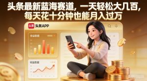 头条最新蓝海赛道,一天轻松大几张,每天花十分钟也能月入过1W【揭秘】-圆梦资源站