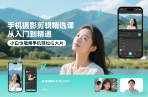 手机摄影剪辑精选课，从入门到精通，小白也能用手机轻松拍大片-圆梦资源站