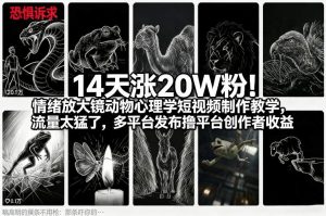 14天涨20W粉！情绪放大镜动物心理学短视频制作教学，流量太猛了，多平台发布撸平台创作者收益-圆梦资源站