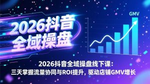 2026抖音全域操盘线下课：三天掌握流量协同与ROI提升，驱动店铺GMV增长-圆梦资源站