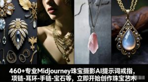 460+专业Midjourney珠宝摄影AI提示词戒指，项链-耳环-手链-宝石等，立即开始创作珠宝艺术-圆梦资源站