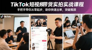TikTok短视频带货实拍实战课程,手把手带你从零起步,助你快速出单,突破瓶颈-圆梦资源站