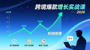 跨境爆款增长实战课,教授用户意图洞察、内容飞轮搭建、精准广告投放,助力卖家2026年利润倍增-圆梦资源站