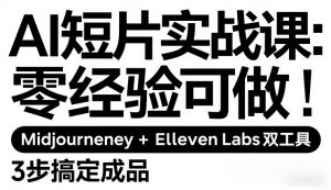 AI短片实战课：零经验可做，Midjourney+ElevenLabs双工具，3步搞定成品-圆梦资源站