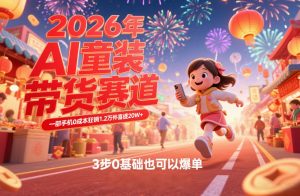 AI童装新春带货赛道，一部手机0成本狂销1.2万件喜提20W+，3步0基础也可以爆单-圆梦资源站