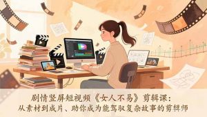 剧情竖屏短视频《女人不易》剪辑课：从素材到成片、助你成为能驾驭复杂故事的剪辑师-圆梦资源站