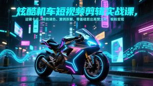 炫酷机车短视频剪辑实战课，运镜卡点、特效调色、案例拆解，零基础剪出高赞大片，吸粉变现-圆梦资源站