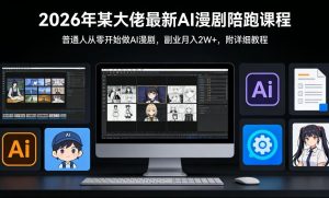 26年某大佬最新Ai漫剧陪跑课程，普通人从零开始做AI漫剧，副业月入2W+-圆梦资源站