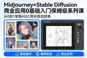 AIGC商业应用Midjourney+Stable Diffusion教程，0基础入门保姆级系列课-圆梦资源站